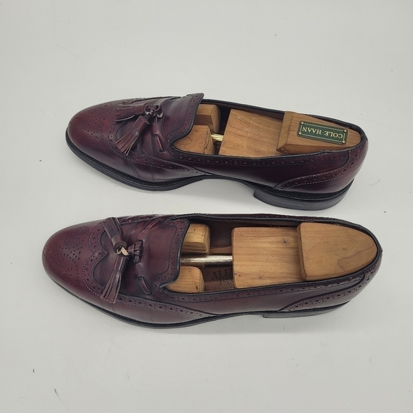 Allen Edmonds Shoes Men 8D Auburn  Burgundy Wingtip Slip On Loafers - Picture 6 of 15